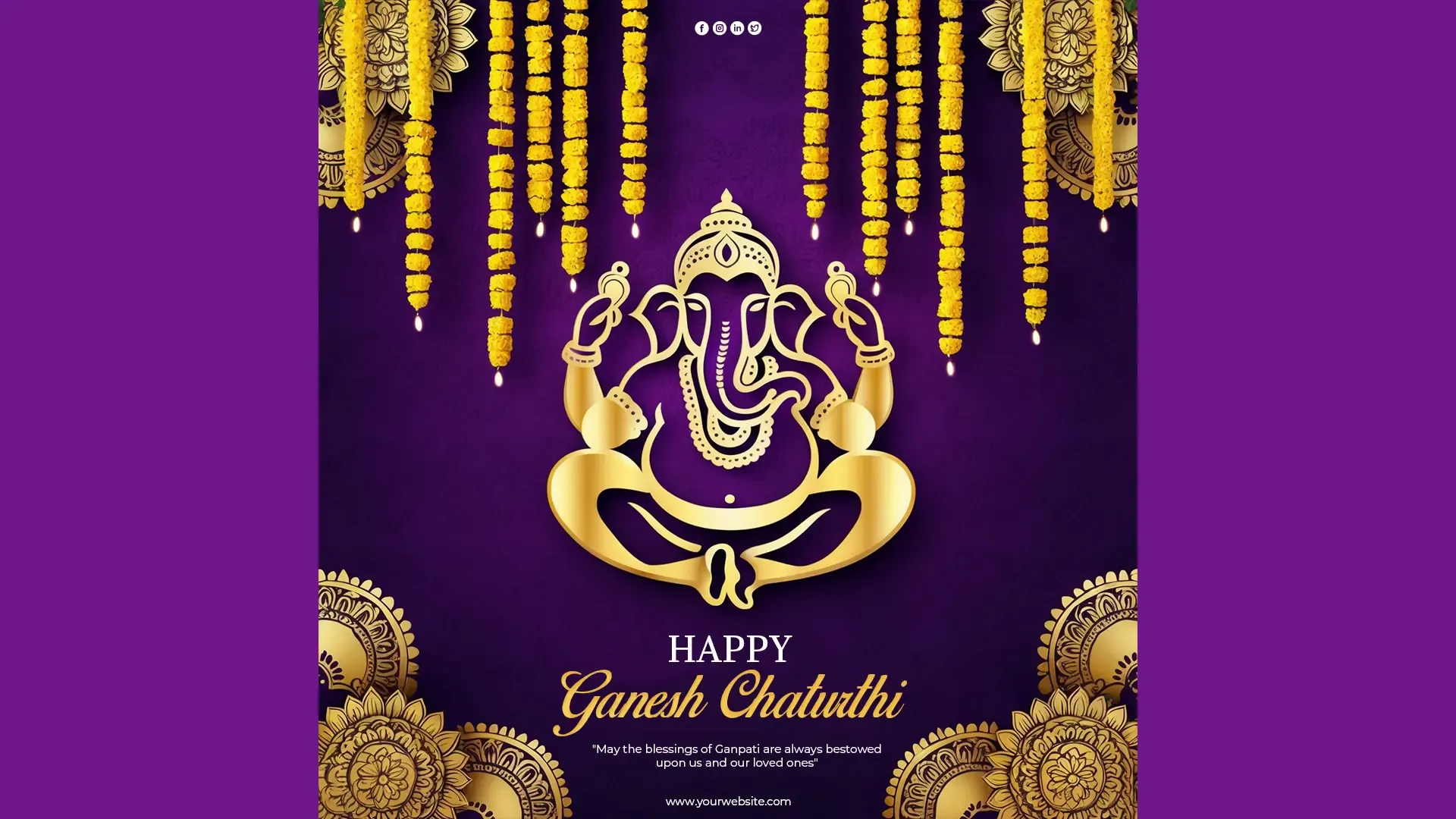 Royal Ganesh Chaturthi Instagram Post with Luxurious Gold and Purple Design image